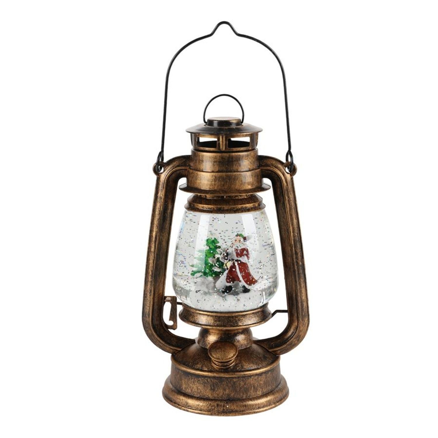 BURI 34,5cm Weihnachtsbeleuch Schneekugel LED LED-Petroleumlampe Weihnachtsmann Dekolicht