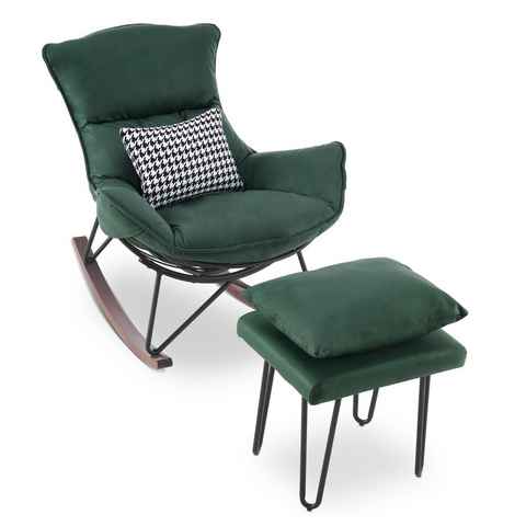 MCombo Schaukelstuhl M MCombo Sessel Schaukelsessel mit Hocker 4118, Schaukelsessel mit Hocker, Lesestuhl, Stillsessel, Swing Chair