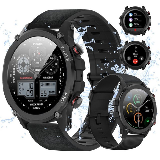 Tisoutec Smartwatch mit Telefonfunktion Fitness Tracker uhr Watch (Fitnessuhr mit Telefonfunktion/WhatsApp Notiz,Smartwatch Fitness Tracker Uhr IP68 Wasserdicht,1.32