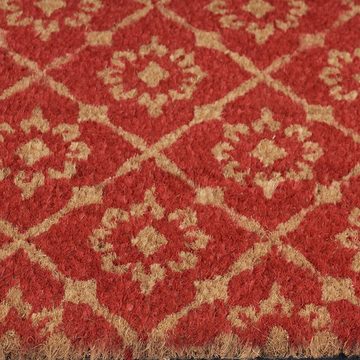 Fußmatte Kokos Fußmatte mit floralem Muster, relaxdays, Höhe: 15 mm