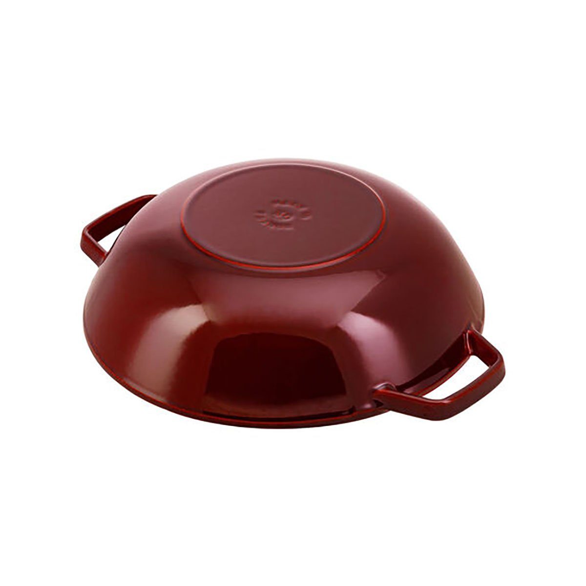 Staub Wok Staub Wok mit Glassdeckel, 30 cm rund Gusseisen Grenadine-Rot, (1-tlg)