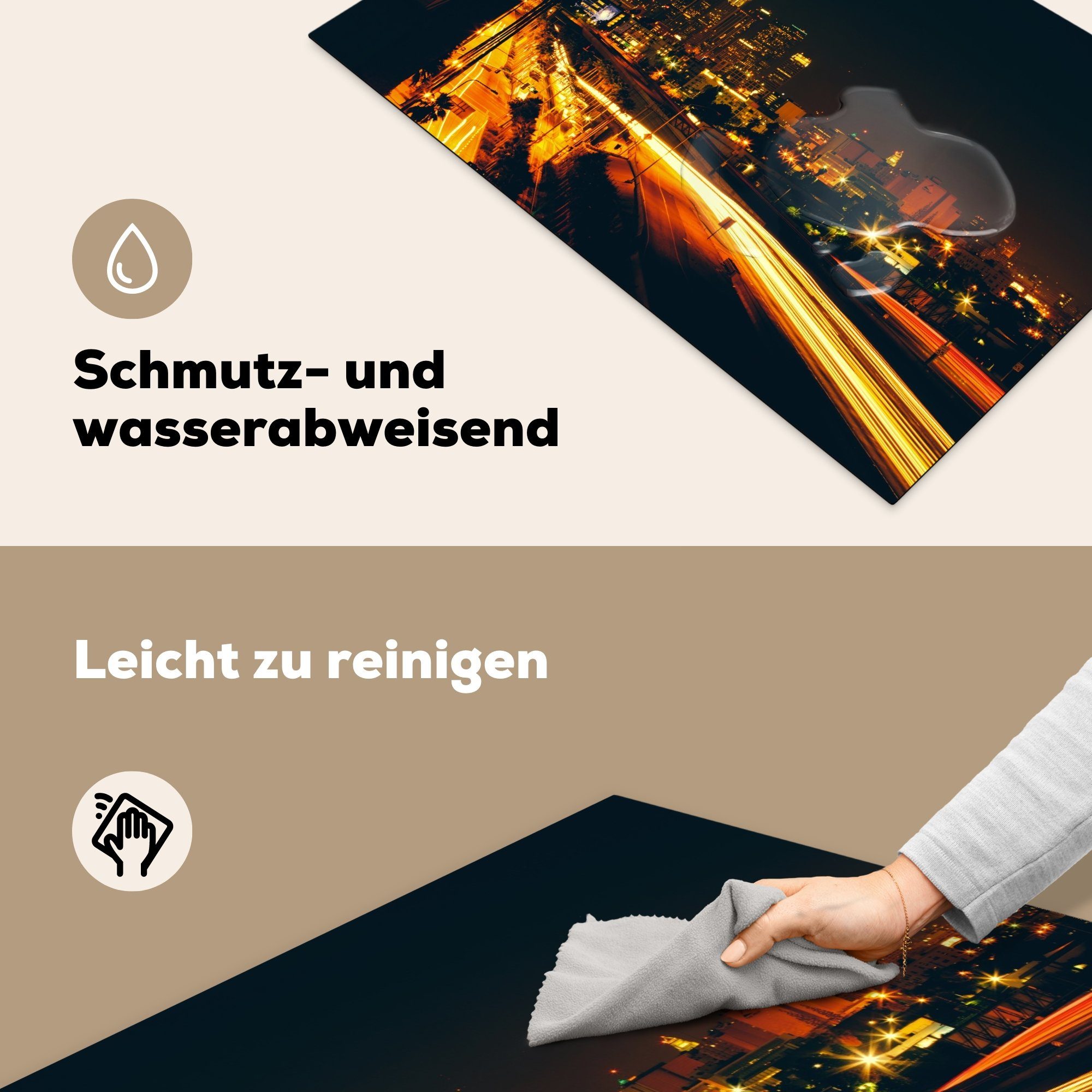 - Denver, die cm, Schutz - MuchoWow (1 81x52 tlg), Induktionskochfeld Nacht küche, Stadt für Vinyl, Ceranfeldabdeckung Herdblende-/Abdeckplatte