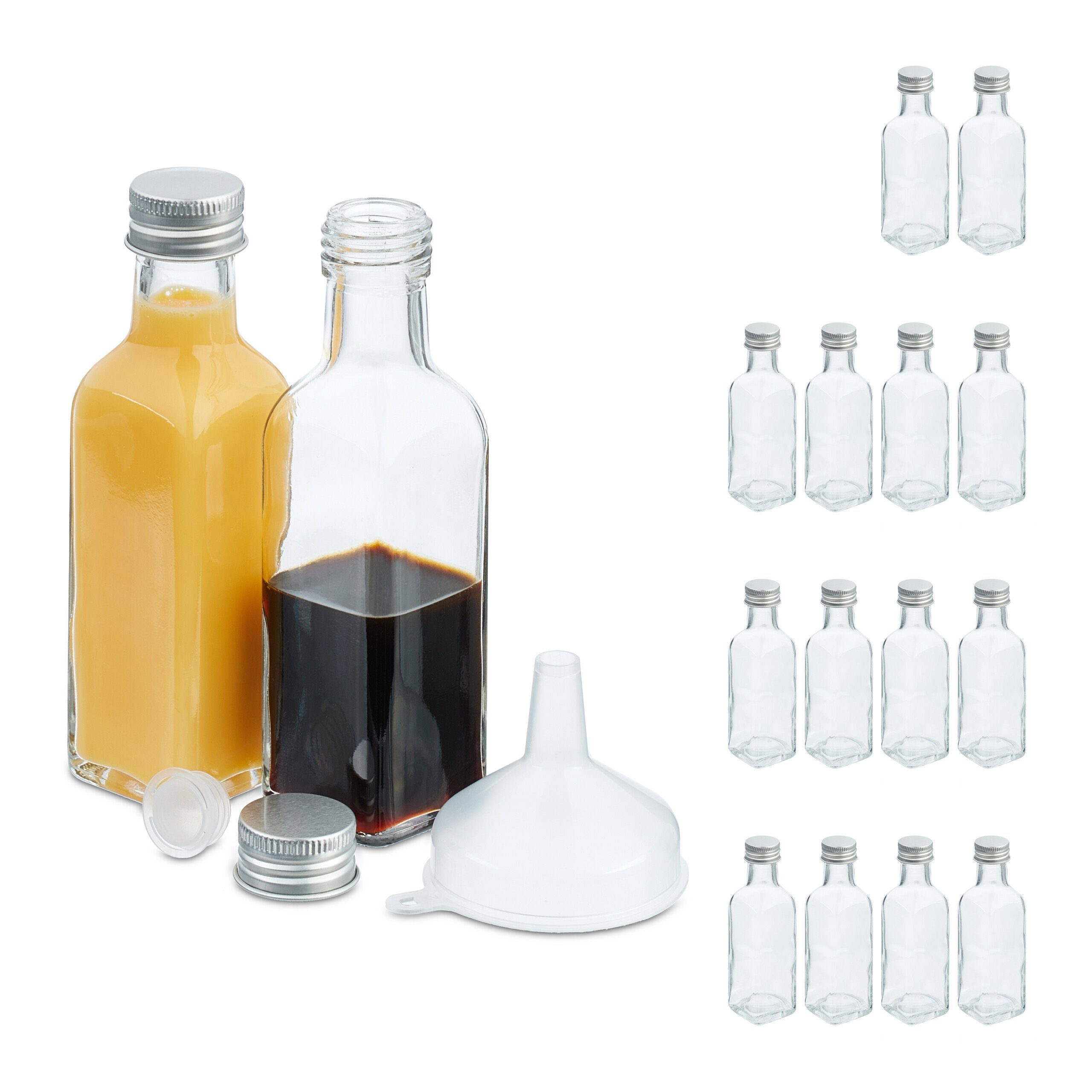 relaxdays Vorratsglas Kleine Flaschen im Set 100 ml, Glas, (16-tlg., 16er Set), 16er Pack
