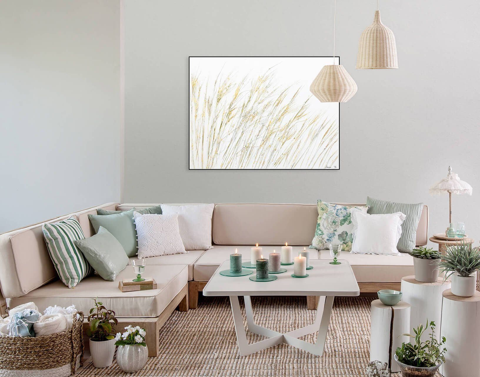 Wandbild Sanftes Wohnzimmer Windspiel Leinwandbild Gemälde 100% KUNSTLOFT cm, 100x75 HANDGEMALT