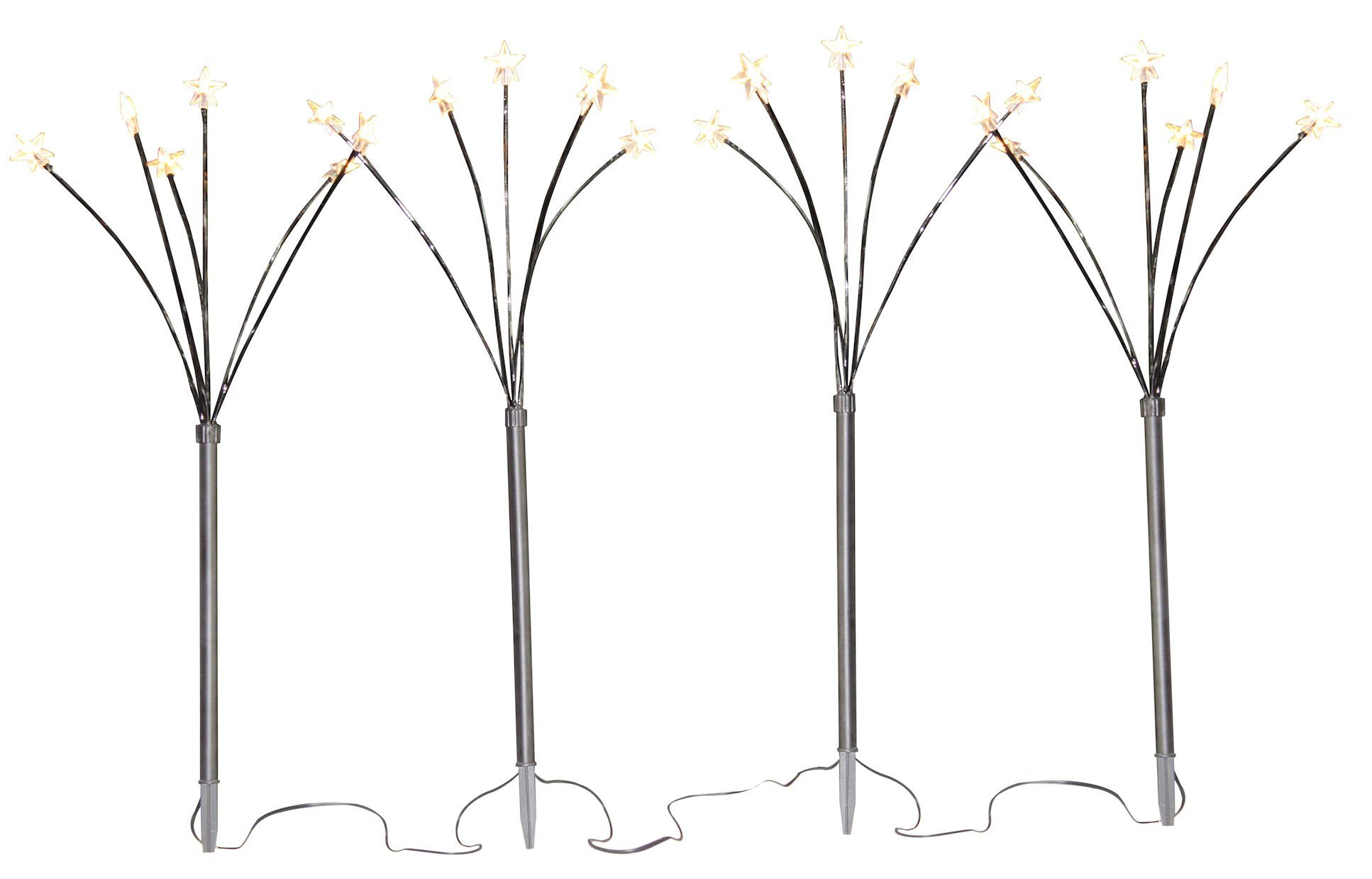 Spetebo Gartenstecker LED Sternenfächer Stäbe - 4er - Batterie betrieben (Set, 4-St., 4er Set) Beleuchtete Gartenstecker Stern
