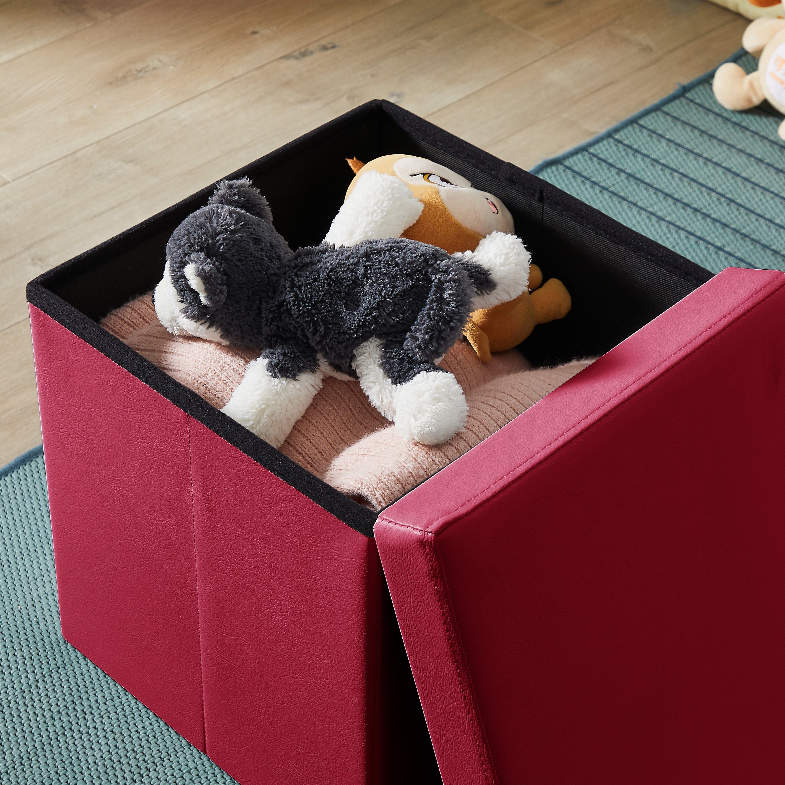 Zedelmaier Sitzbank Sitzbaenk mit Stauraum Sitzhocker Fußbank,Aufbewahrungsbox faltbar (ZD38PVC), Belastbar bis 300 kg, Spielzeugtruhe mit Stauraum, Deckel abnehmbar