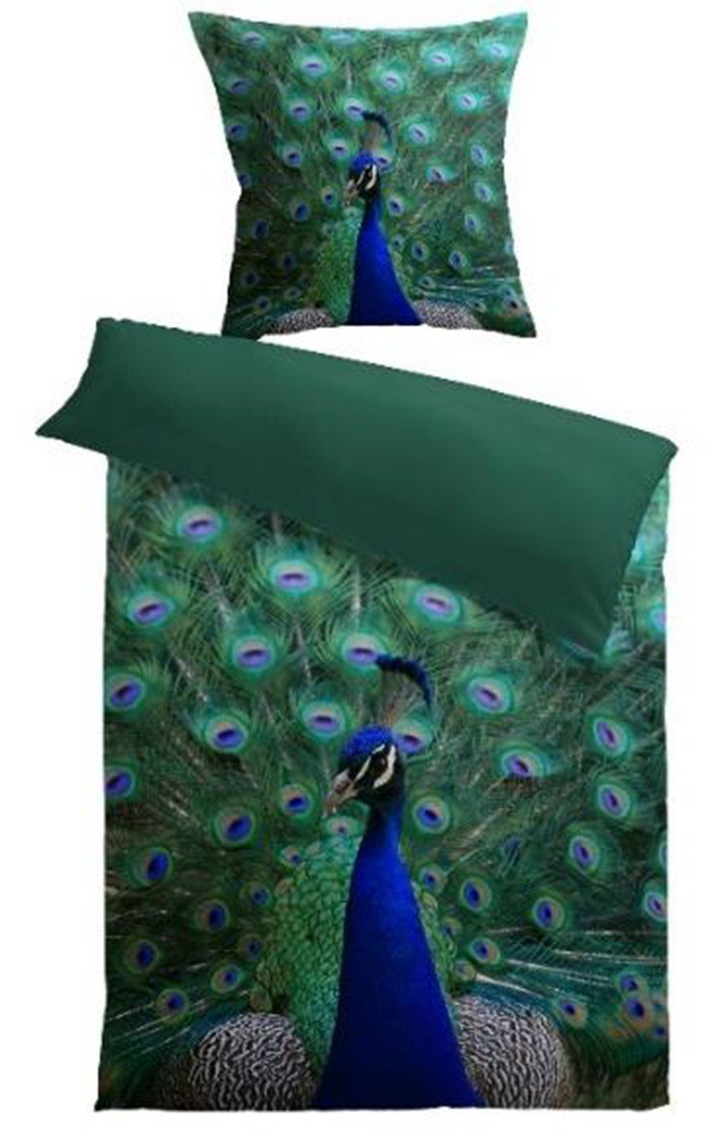 MESANA Bettwäsche Microfaser, Microfaser, Wendebettwäsche, Pfau
