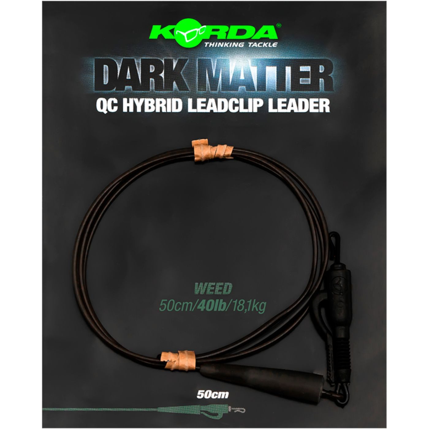 Korda Vorfachschnur Korda 50cm 40lb Dark Matter Leader QC Hybrid Clip - Karpfenvorfach, (1-St)