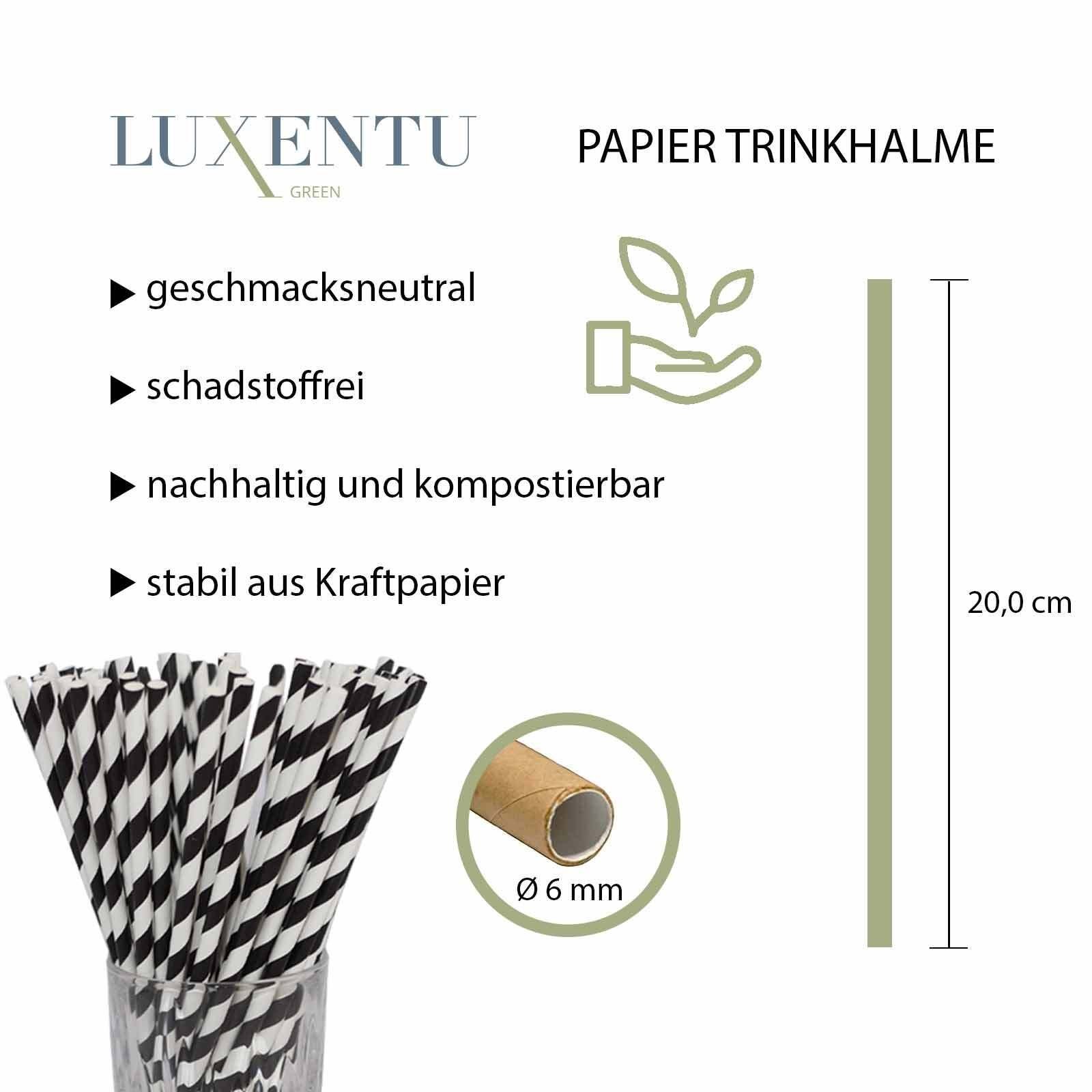 LUXENTU Trinkhalme gestreift Papier-Trinkhalme 20 cm 100er Set, (100-tlg)