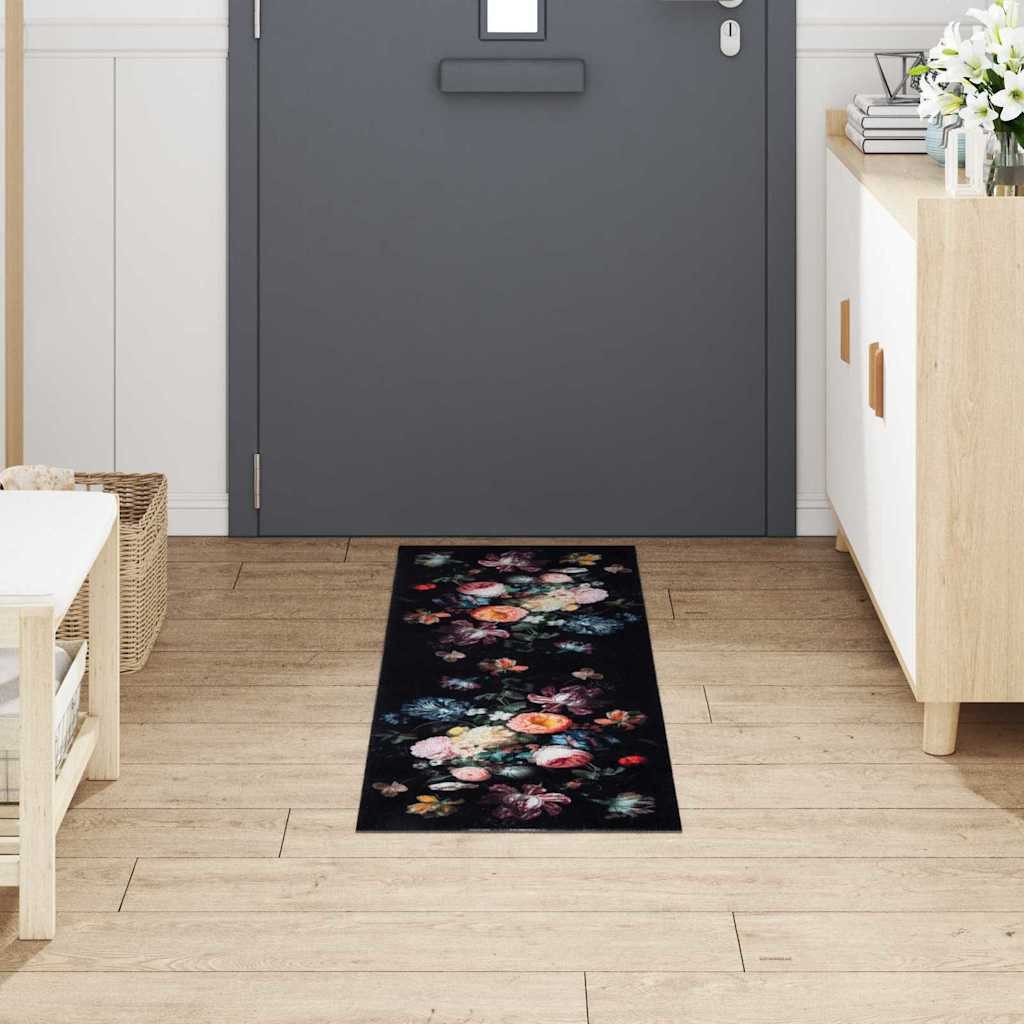 vidaXL Fußmatte Küchen Teppich Schwarz 150 x 45 cm Samt, Rechteckig günstig online kaufen
