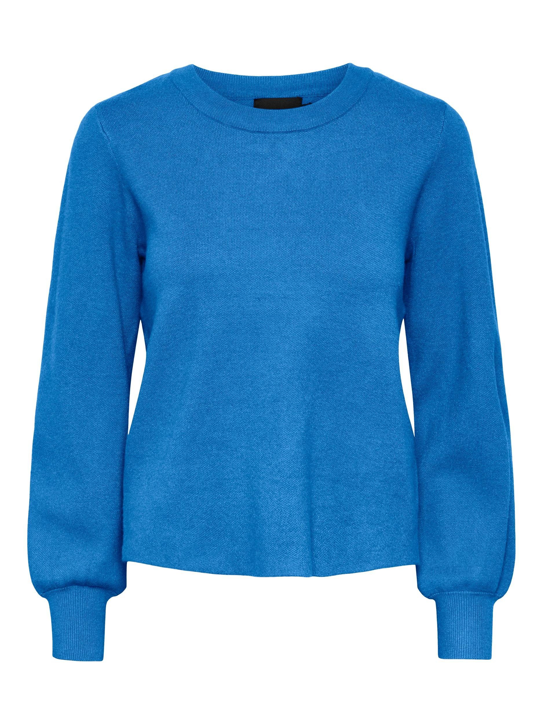 pieces Strickpullover PCJENNA LS O-NECK KNIT NOOS BC French Blue