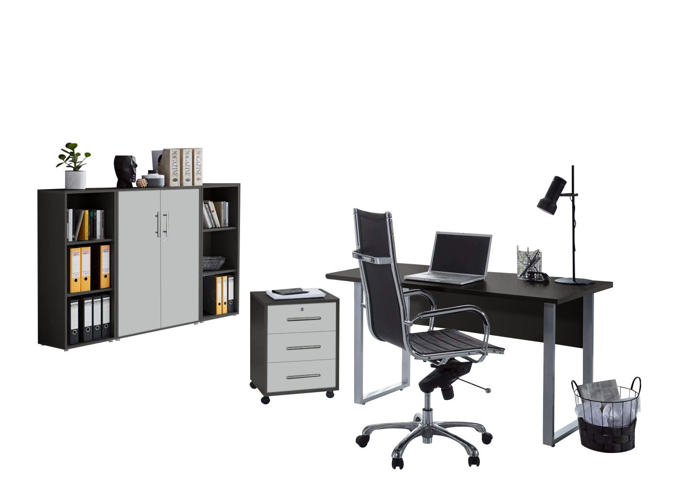 BMG Möbel Büromöbel-Set Office Edition Mini Set 2, (Spar-Set, 5 teilig), Büromöbel komplett Set für Arbeitszimmer und Homeoffice