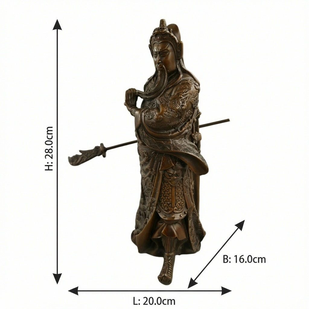 Antikas Wanddekoobjekt Premium Bronzefigur chinesischer General, patiniert, hochwertig, H.28