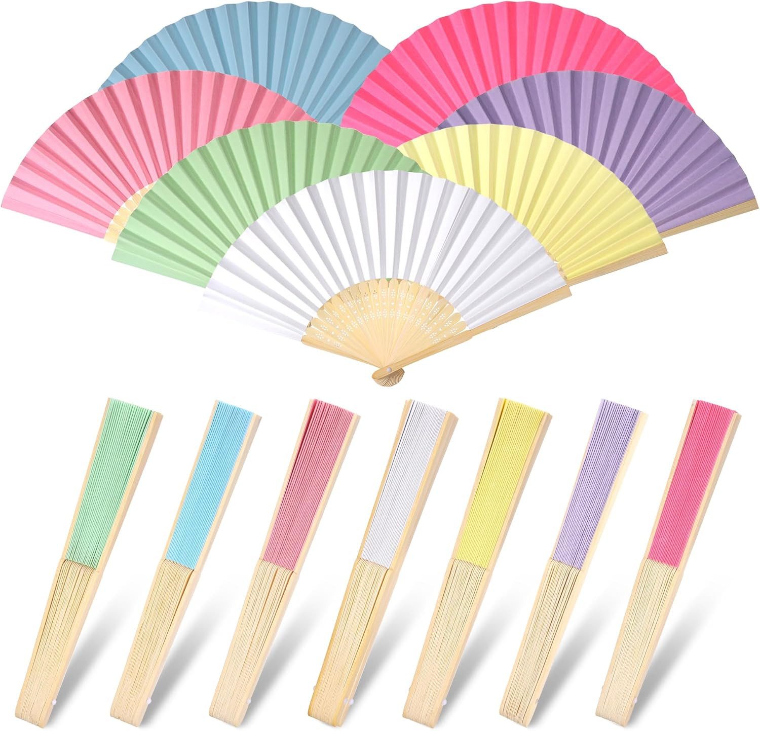 FELIXLEO Handfächer 14er Set Papier Handfächer Bunt Hochzeit Deko