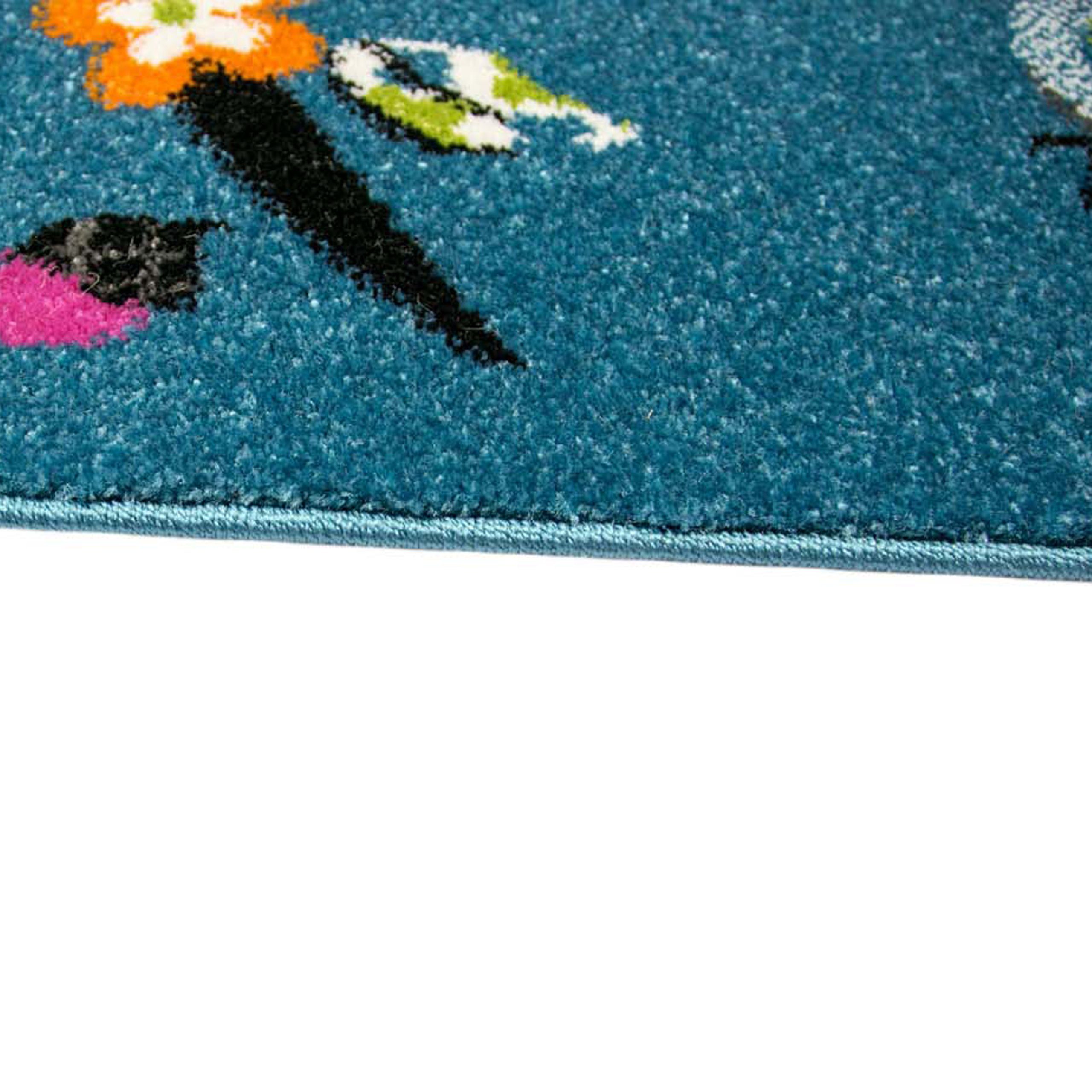 TeppichHome24 Kinderteppich Kinderzimmer Teppich Zootiere in blau, rechteckig, Höhe: 11 mm – Bild 4 von 4