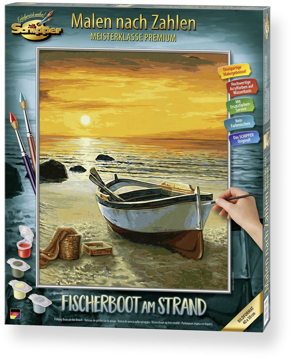 Schipper Malen nach Zahlen Malen nach Zahlen Master Class 40x50cm Fischerboot am Strand 609130885