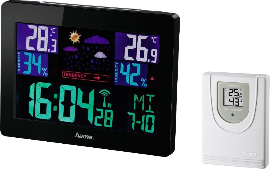 Hama mit Wettervorhersage Wetterstation Außensensor, Funk, Funk, Innen-/Außentemperatur, Wettervorhersage) (Außensensor, Innen-/Außentemperatur