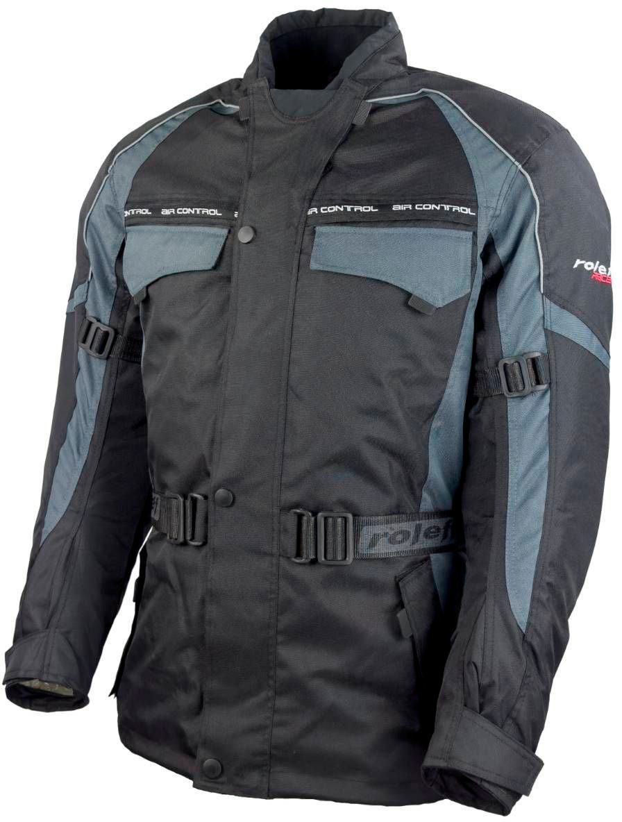 roleff Motorradjacke Reno mit grau-schwarz Taschen, 3 Belüftungslöcher 4 Protektoren