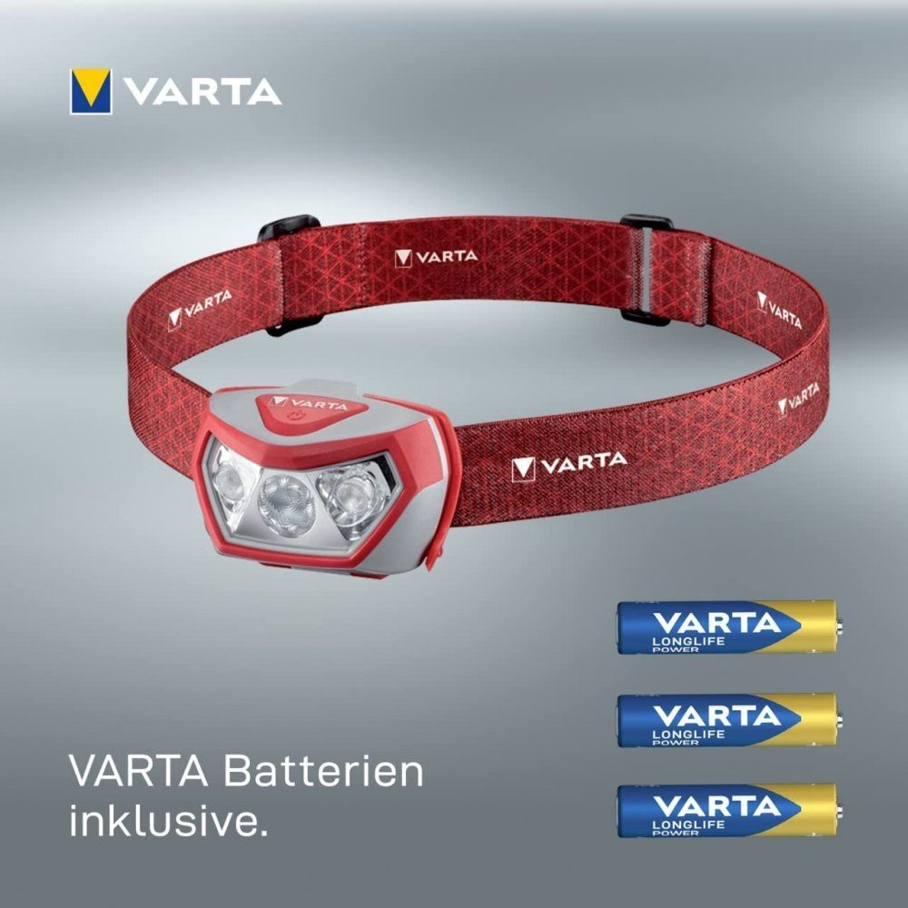 VARTA LED Stirnlampe Outdoor Sports H20 Pro - LED Stirnlampe - 200 lm - rot