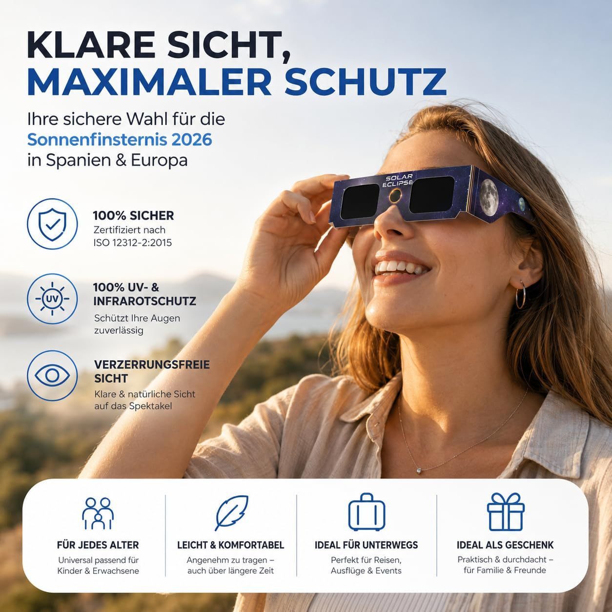 TK Gruppe Arbeitsschutzbrille 6x Sonnenfinsternis Brille ISO 12312-2 zertifiziert – Schutzbrille, (6St)