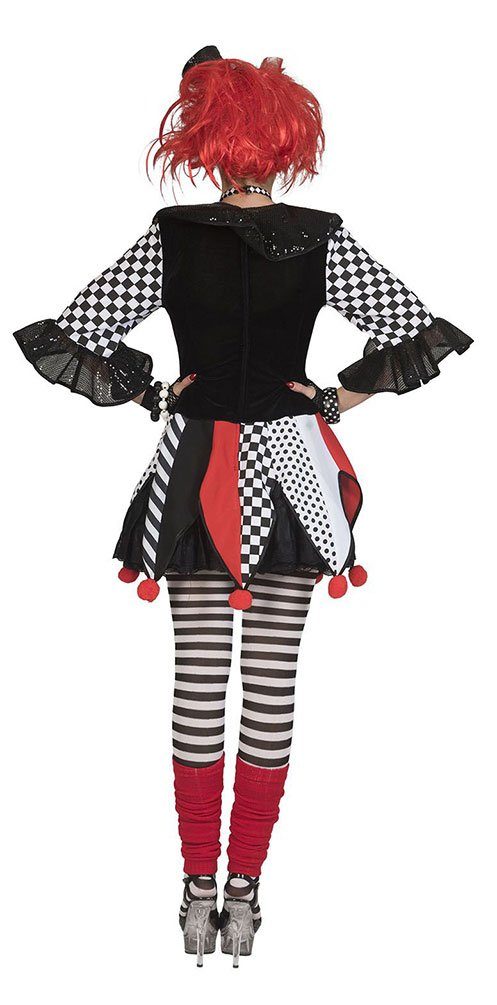 Karneval-Klamotten Clown-Kostüm Horror Damen grusel Harlekin Halloweenkostüm Narr, Damenkostüm Halloween Horror Clownstunika Pierrot Kleid