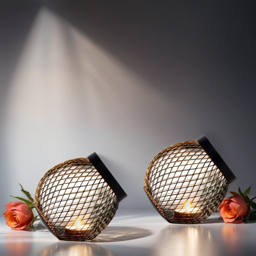 Marrakesch Orient & Mediterran Interior Teelichthalter 2er Set Skandinavischer Teelichthalter Sanim modern aus Metall 14 cm (2 St., 2er Set), Handarbeit