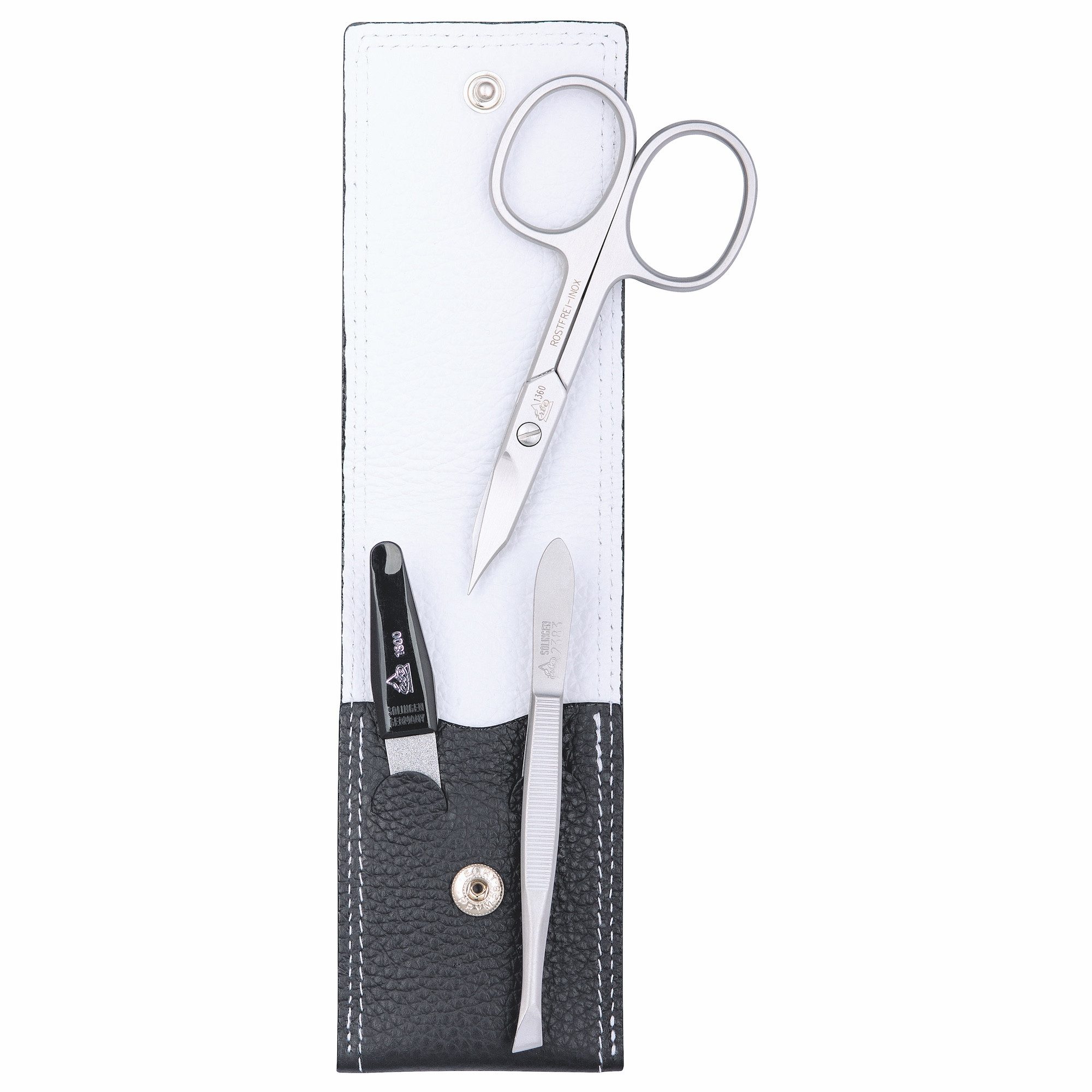 ERBE Maniküre-Etui Colorado, 3 tlg., Echtleder, Kontrastnähte, Druckknopfverschluss, rostfreie Instrumente