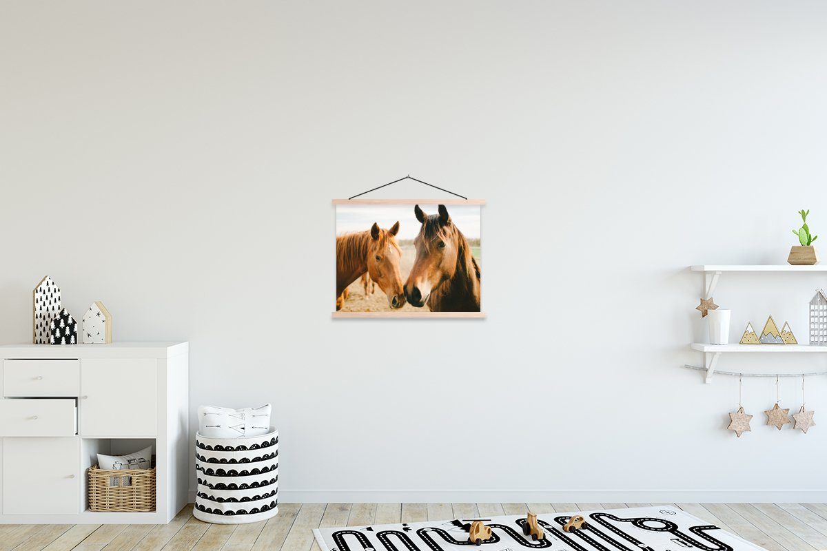 MuchoWow Poster Pferd - Strand - Tiere, (1 St), Posterleiste, Textilposter für Wohnzimmer, Bilderleiste, Magnetisch