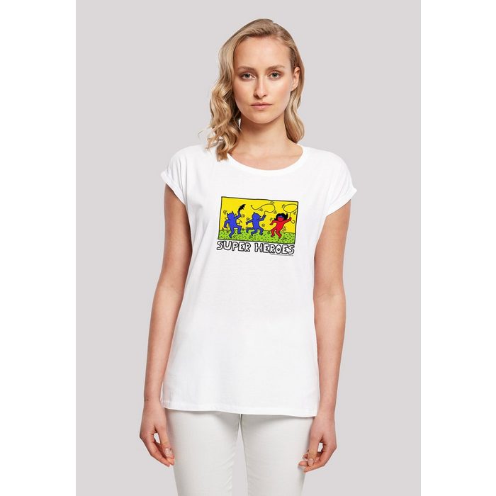 F4NT4STIC T-Shirt Extended Shoulder T-Shirt 'Batman Pop Art' Damen Premium Merch Regular-Fit Kurze Ärmel Bedruckt