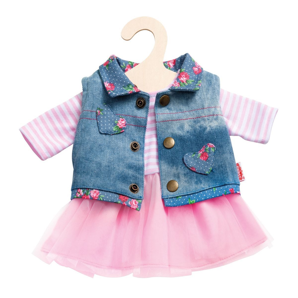 Heless Puppenkleidung Tüllkleid mit Jeansweste Größe 35-45cm