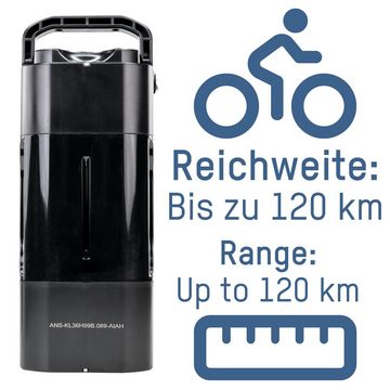 ANSMANN AG E-Bike Pedelec Würfel Akku mit 36 V 11,6Ah und 418 Wh Kapazität Reichweite bis zu 110 km E-Bike Akku