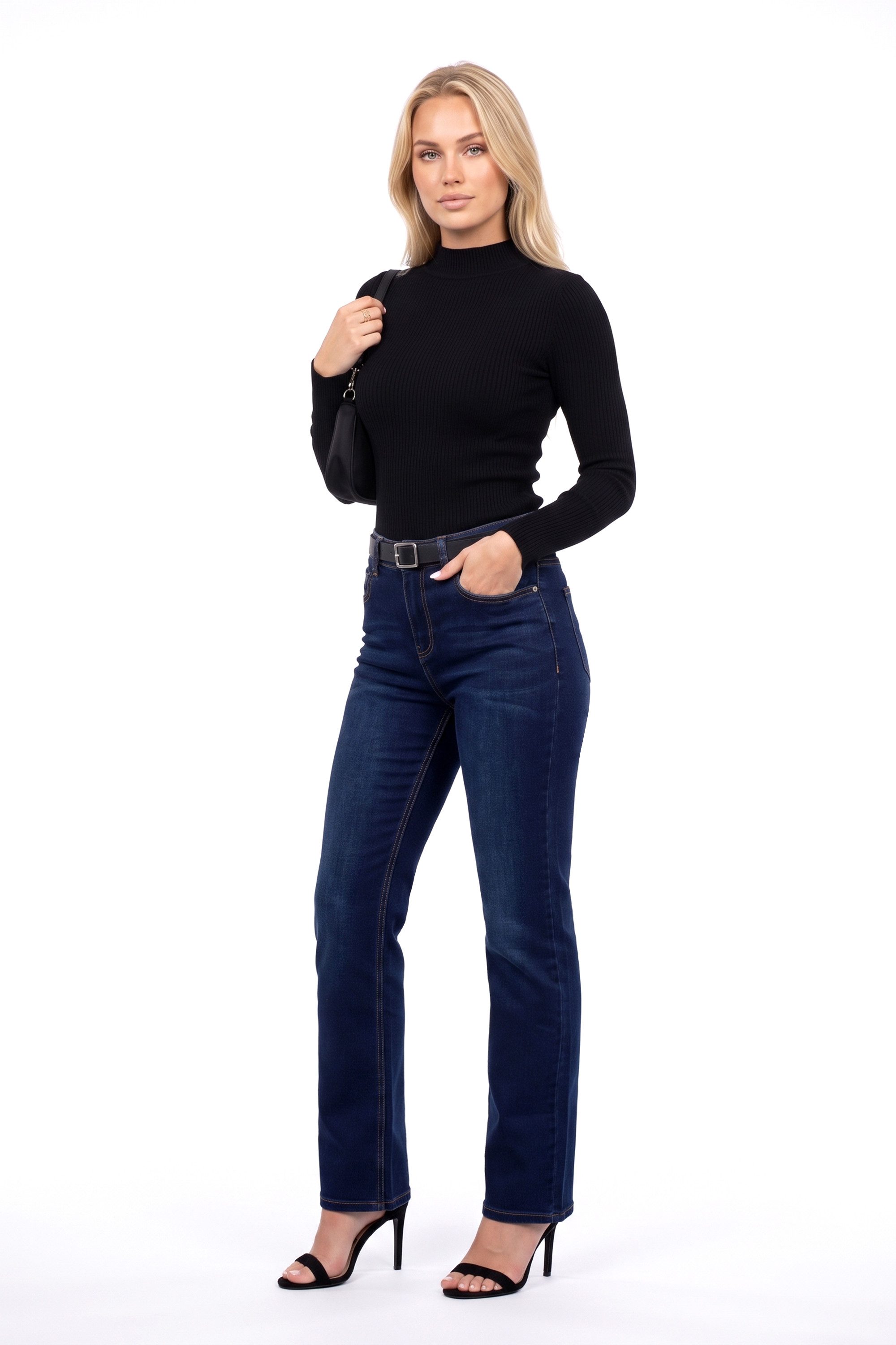 ESRA Straight-Jeans Damen Stretch-Jeans Premium Baumwolle Jeanshose Damen Straight Fit G14 Straight Jeans Damen High Waist Stretch Jeans Damen Regular Hose – Bild 2 von 5