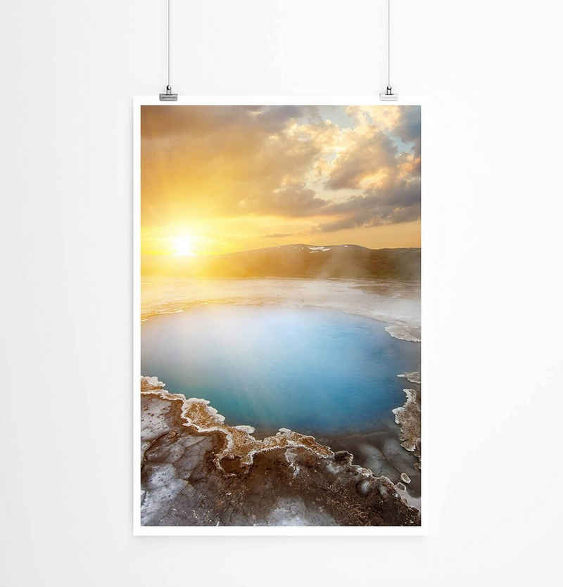 Sinus Art Poster Landschaftsfotografie 60x90cm Poster Blauer geothermische Quelle Island