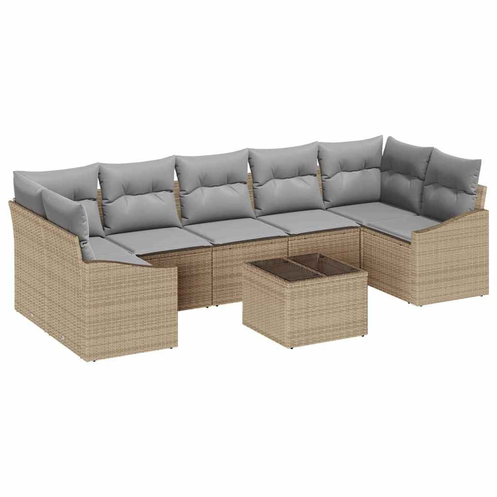 vidaXL Loungesofa Sofa Set Beige und Hellgrau 55 x 55 x 37 cm Poly-Rattan