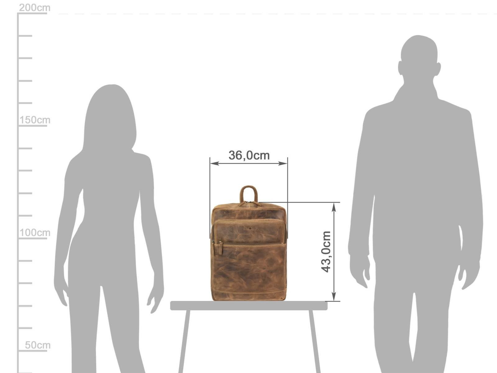 Greenburry Notebookrucksack Vintage Leder Laptop Rucksack, Rucksack, Freizeitrucksack, Business mit Notebookfach