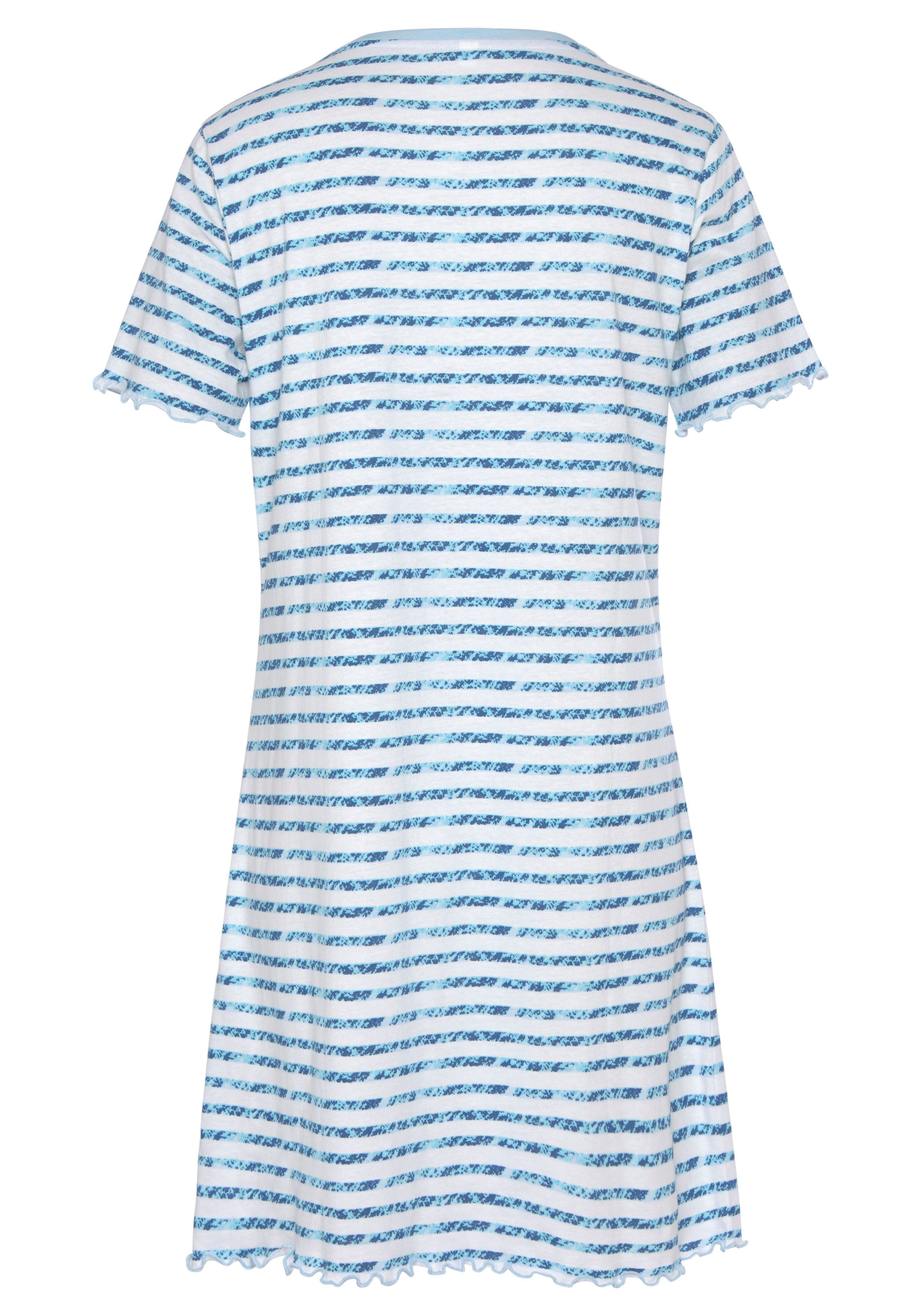 Dreams blau Vivance Sleepshirt mit gestreift Kräuselsaum