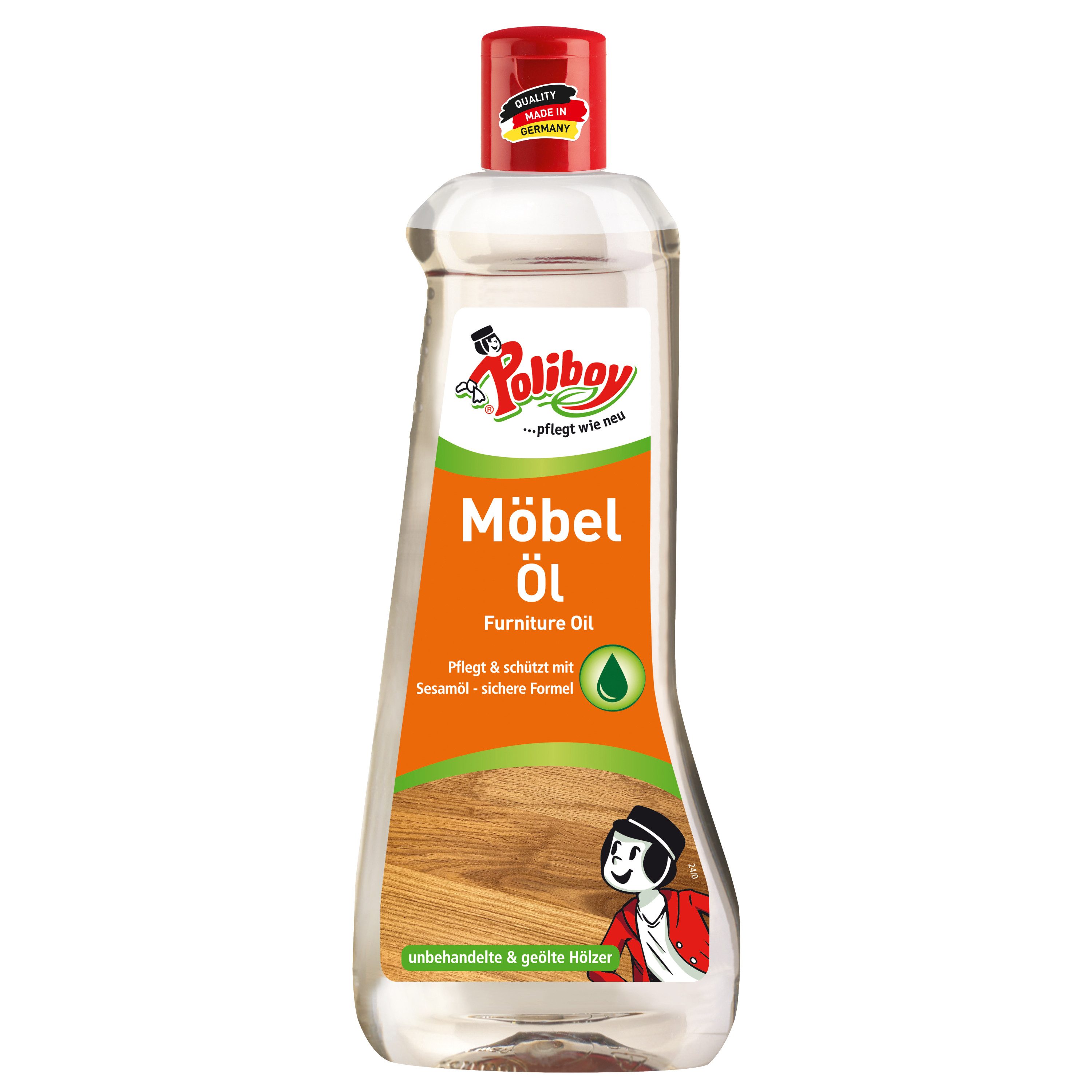 poliboy Möbel Öl - ohne Lösemittel - 500 ml Möbelreiniger (Holzpflegemittel für Naturmöbel - Made in Germany)