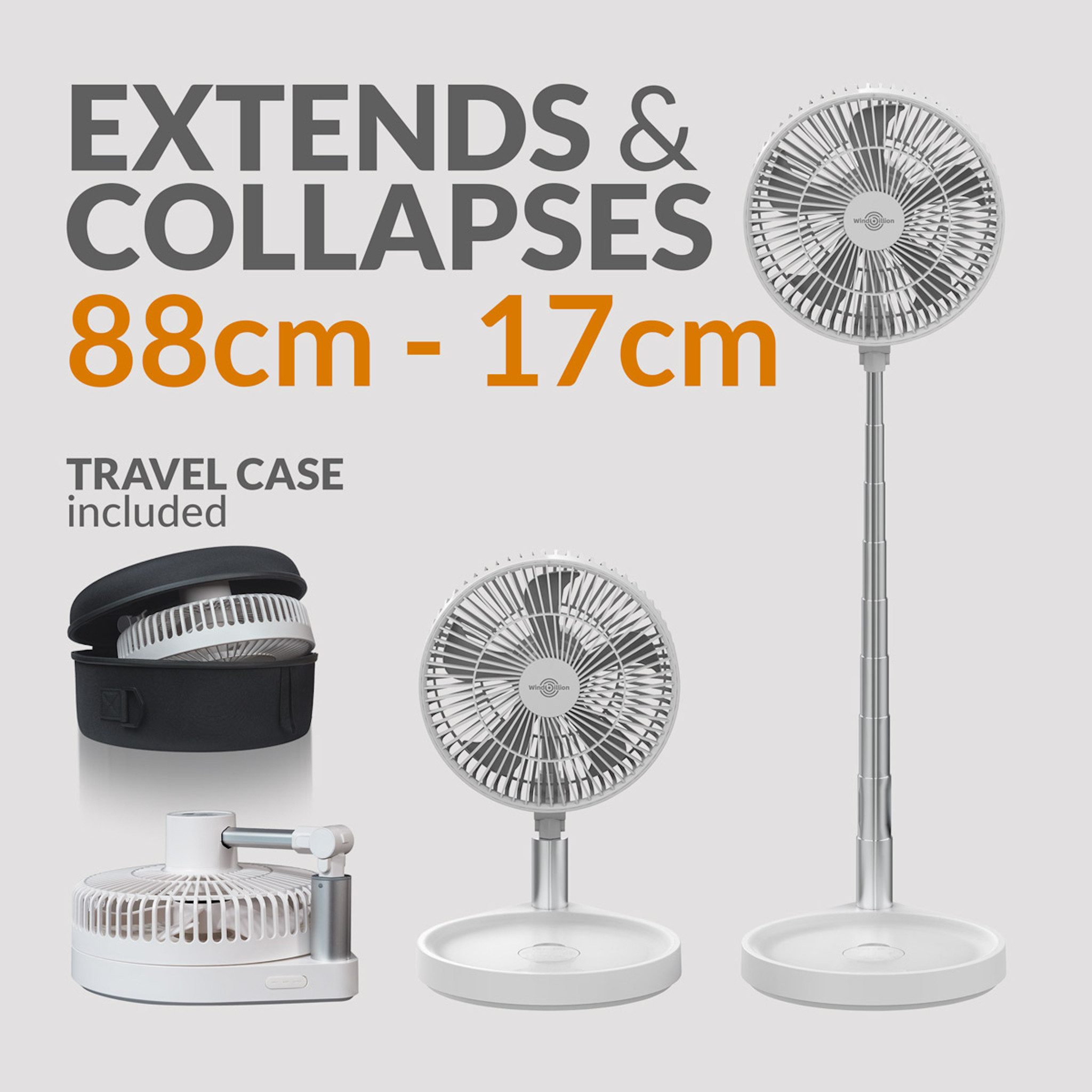 Windbillion Akku-Ventilator Klappbarer Kabelloser Ventilator günstig online kaufen