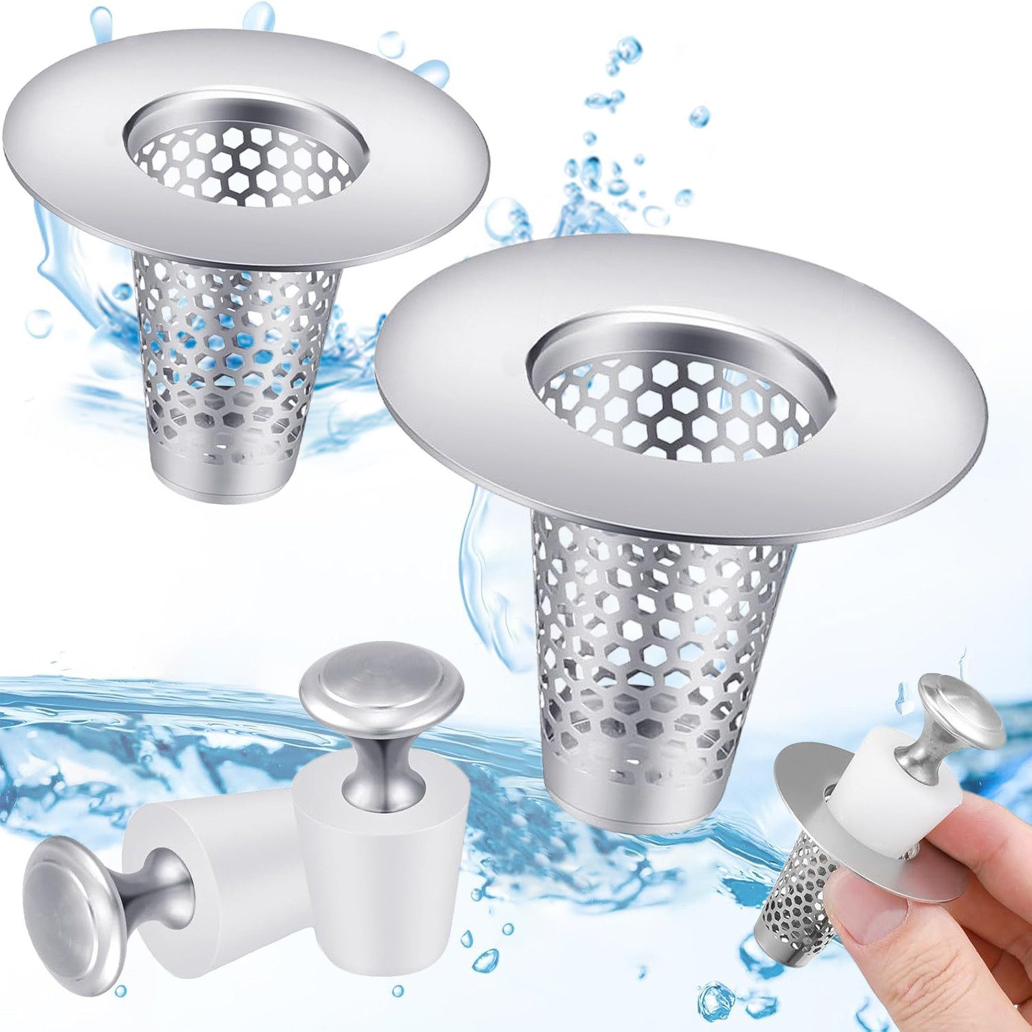 Refined Living Waschbeckenstöpsel 2er Abflussstopfen, Waschbeckenstöpsel günstig online kaufen