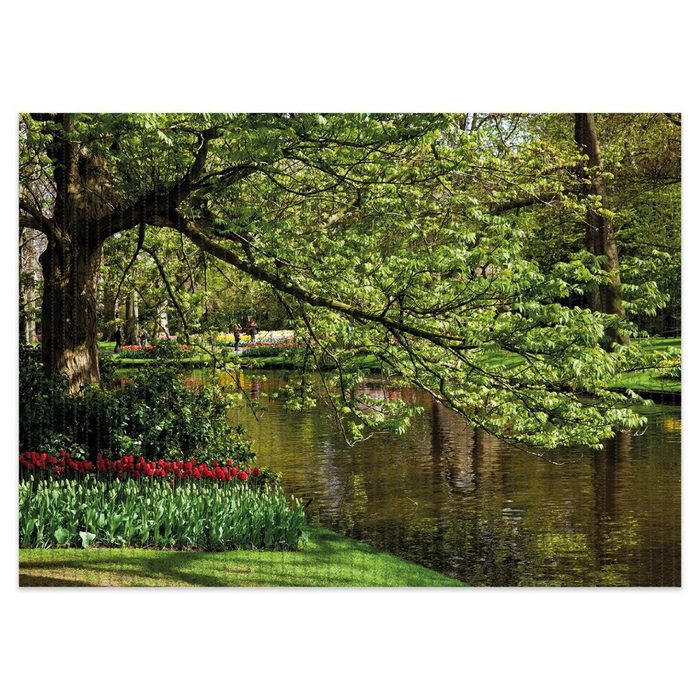 Schaum-Badematte Bunte Blumen im Park am Wasser - Frühblüher am Ufer Wallario Höhe 5.5 mm rutschhemmend geeignet für Fußbodenheizungen PVC-Schaum rechteckig