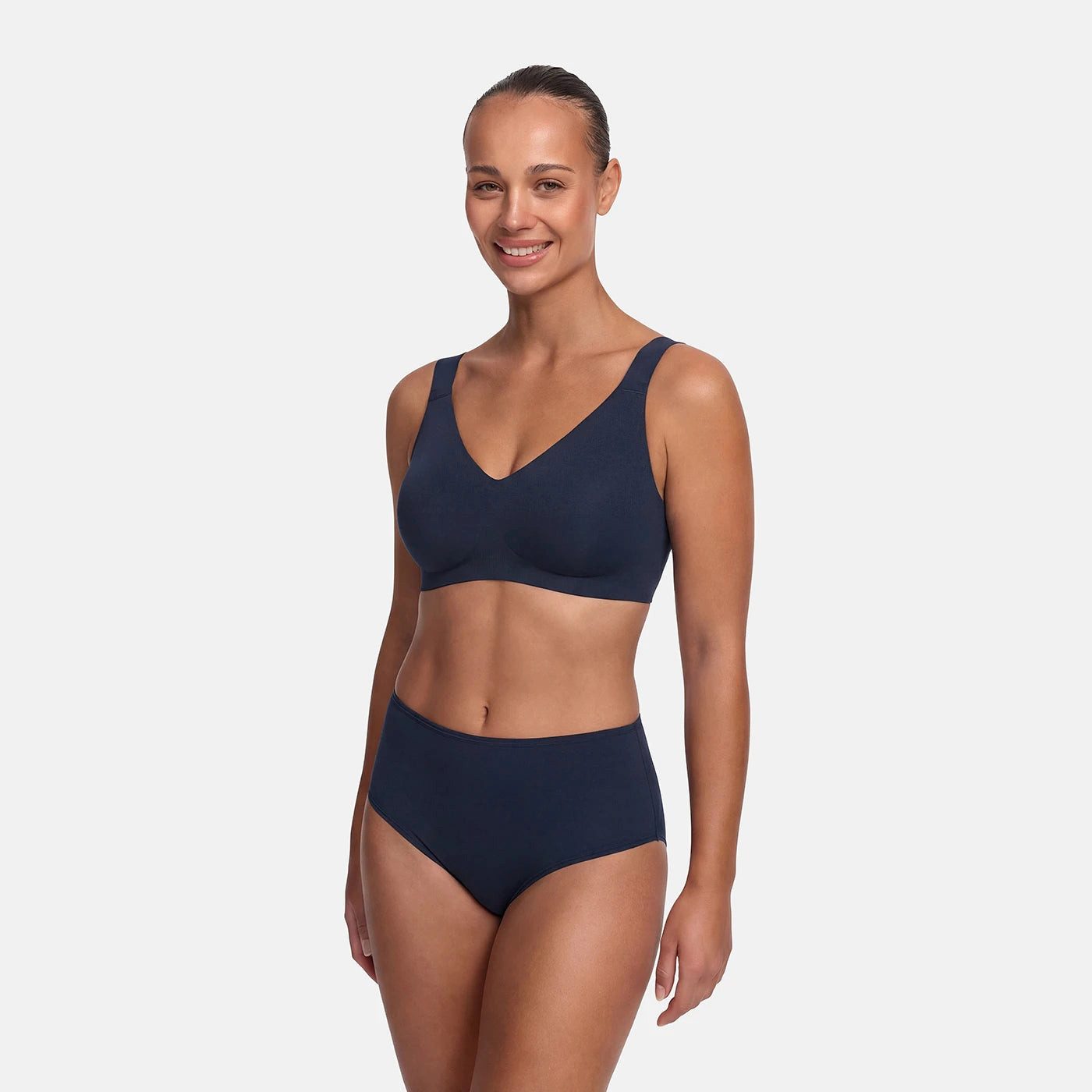 cfab (creamy fabrics) Tanga High-Waist Tanga, 3er Pack-Navy Blue-2XL