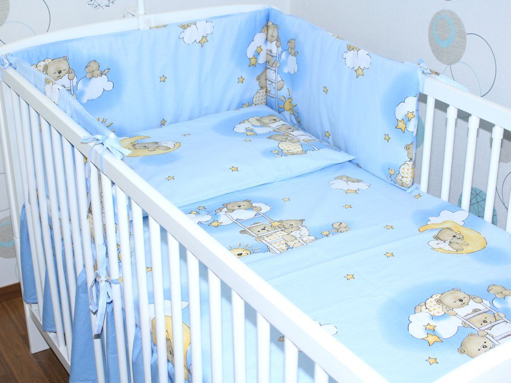 Babybettwäsche 3 teiliges Baby Bettset mit Bettwäsche und Nestchen für Bett 70x140 cm
