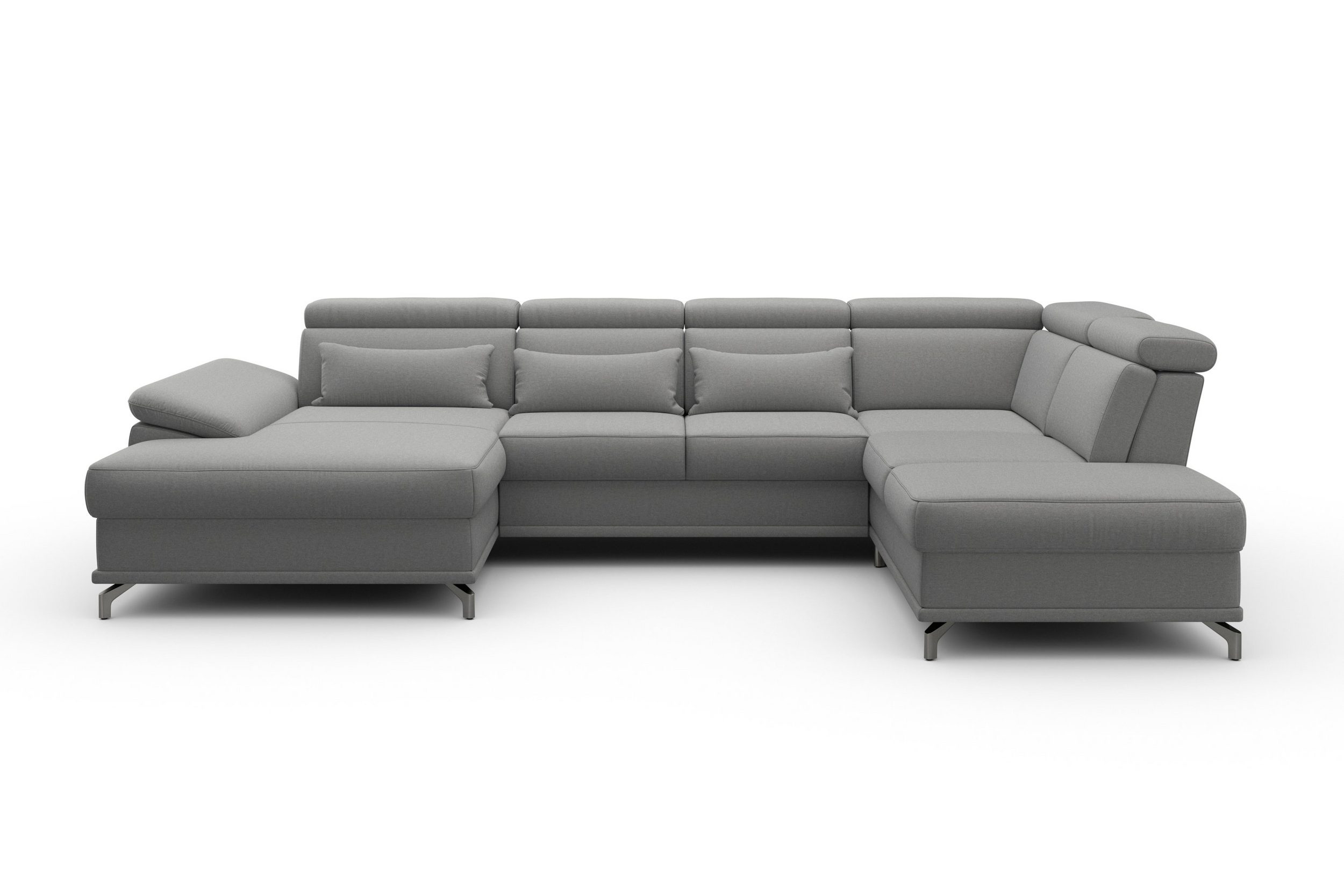 SIT&MORE Wohnlandschaft CABRIO U-Form, mit Sitztiefenverstellung, Arm- und Kopfteilverstellung Grau