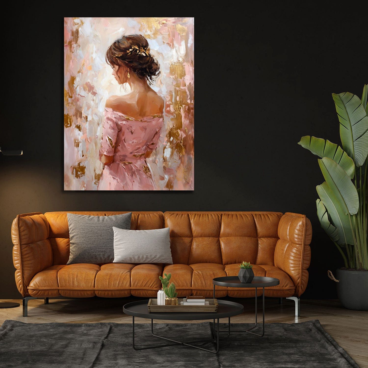 Artedinoi Leinwandbild Elegante Frau Rückenansicht rosa Leinwandbild Wandbild Kunstdruck XL D, Frau in Rückenansicht, rosa
