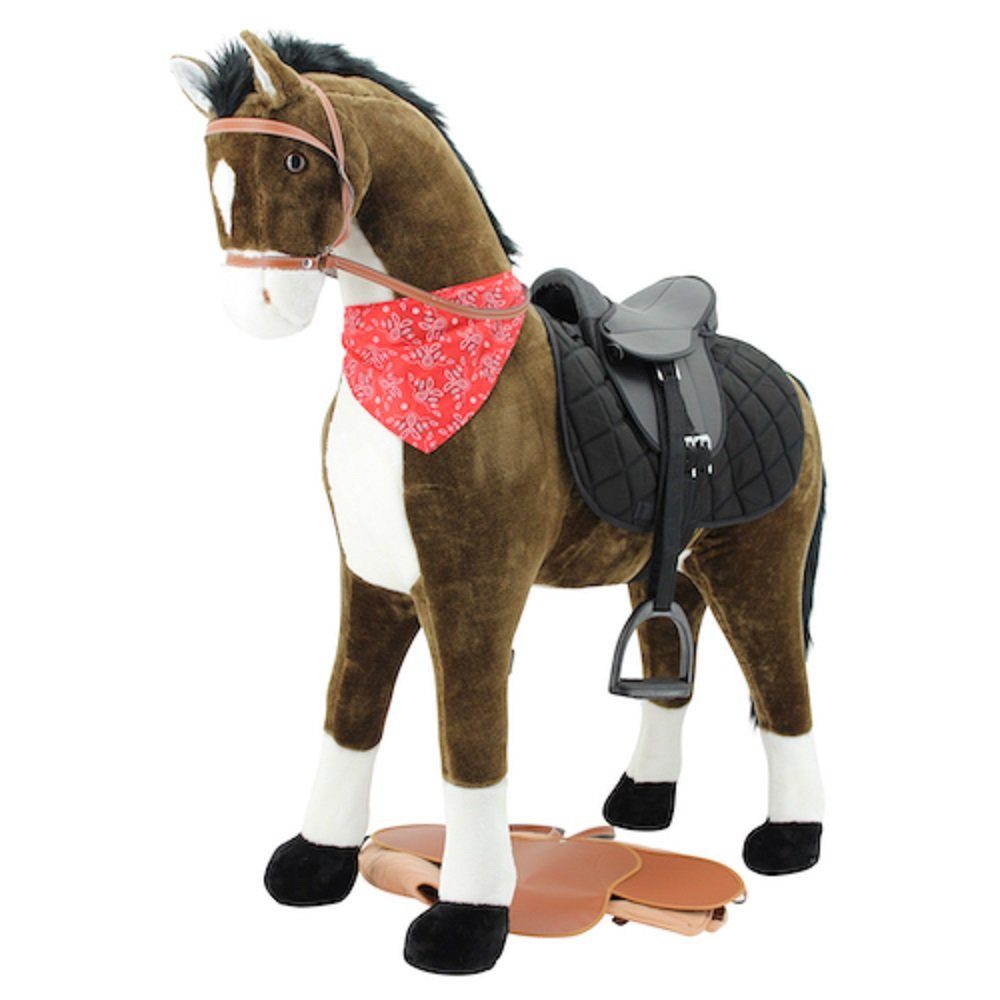 Sweety-Toys Stehpferd Sweety Toys 11087 Plüsch-Stehpferd Reitpferd XXL 125 cm mit Sattel