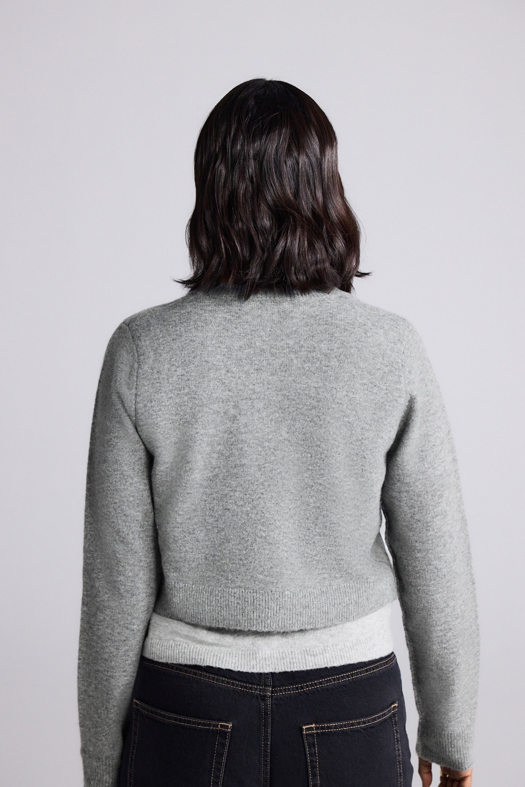 Next Rundhalspullover Doppellagige Strickjacke mit Rundhalsausschnitt (1-tl günstig online kaufen