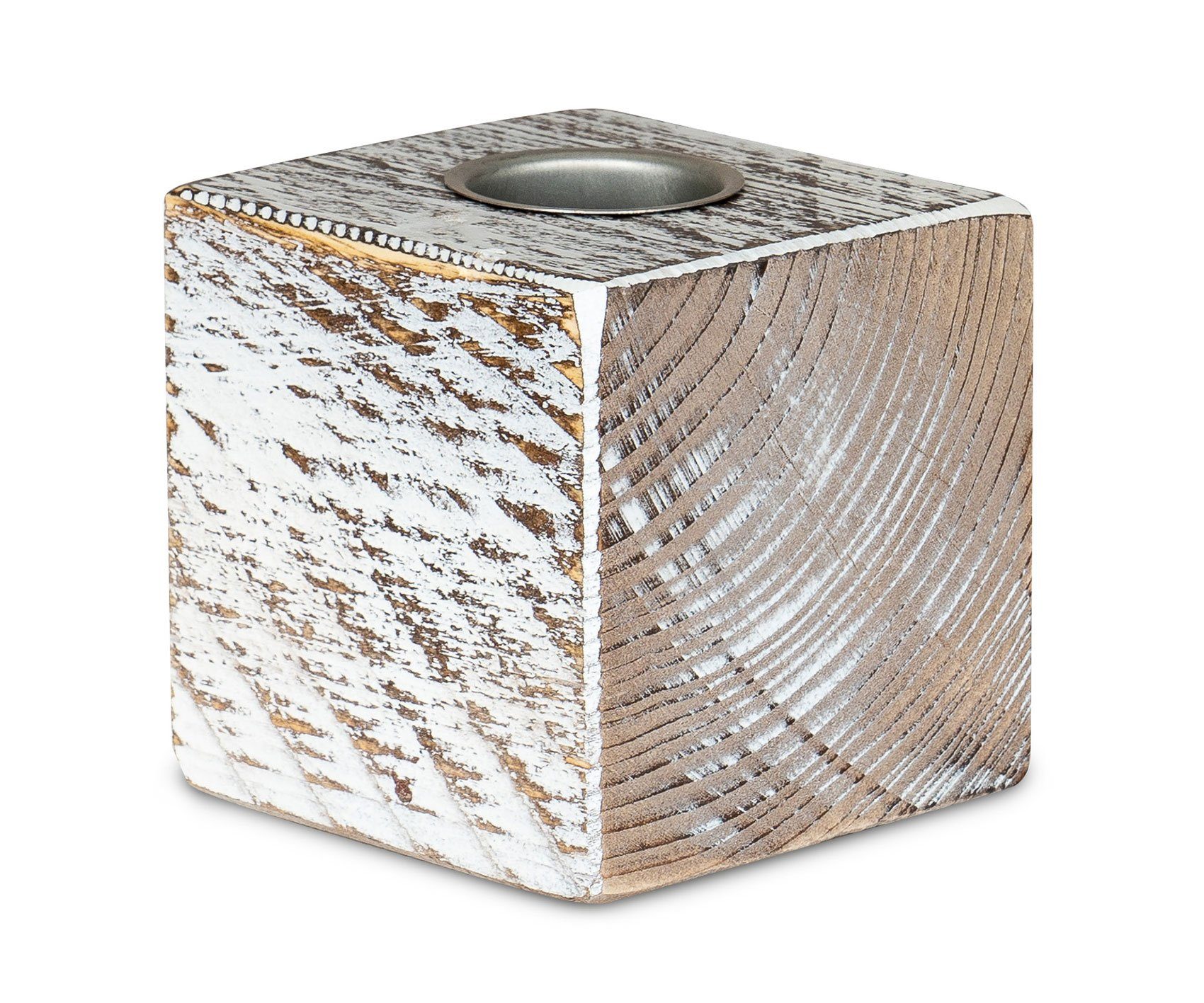 Levandeo® Teelichthalter, levandeo Teelichthalter Holz Massiv 10x10cm Shabby Chic