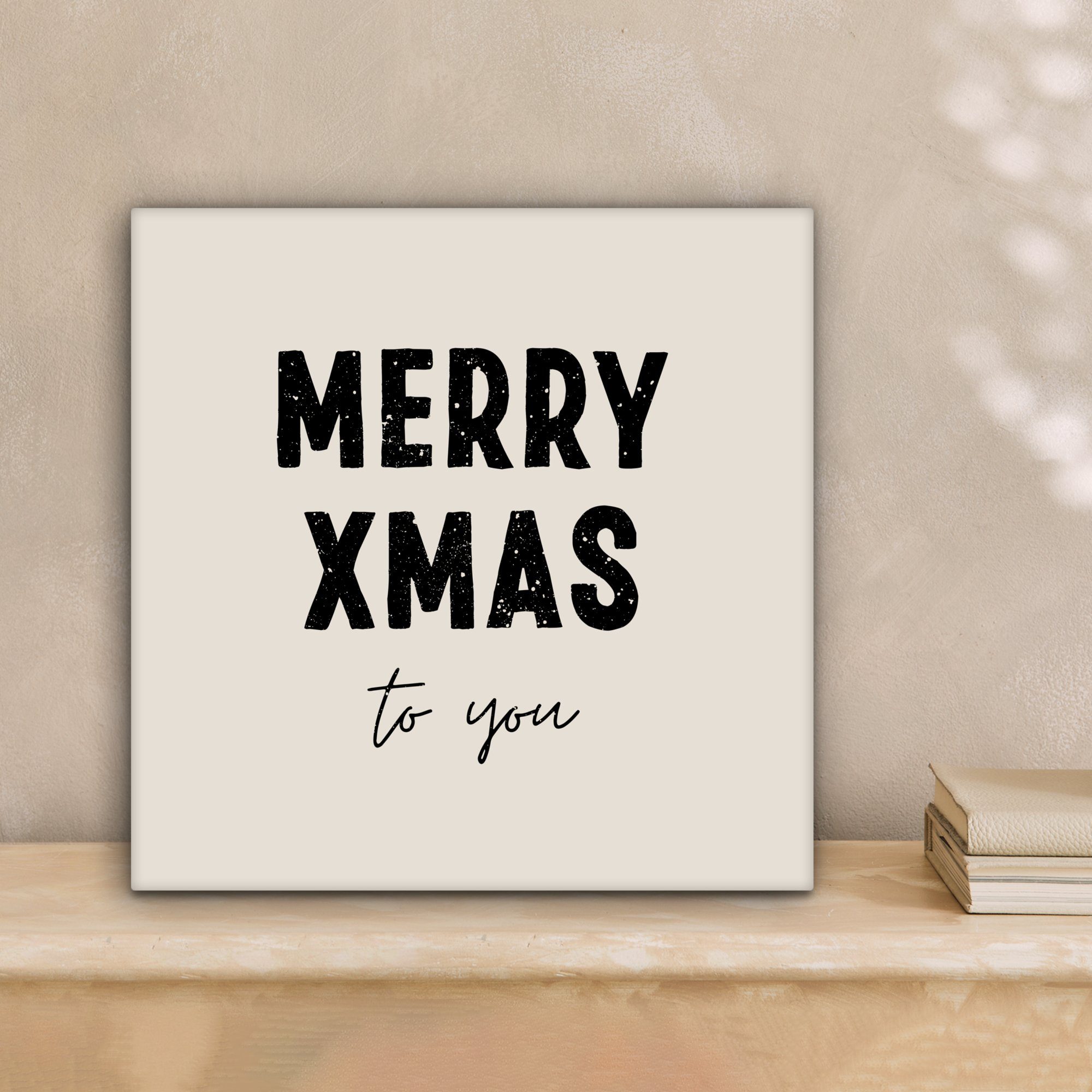 Weihnachten Zitate - Bilder Frohe - OneMillionCanvasses® (1 St), Weihnachten cm - für Feiertage Schlafzimmer, Leinwandbild - Leinwand Wohnzimmer Schwarz, 20x20