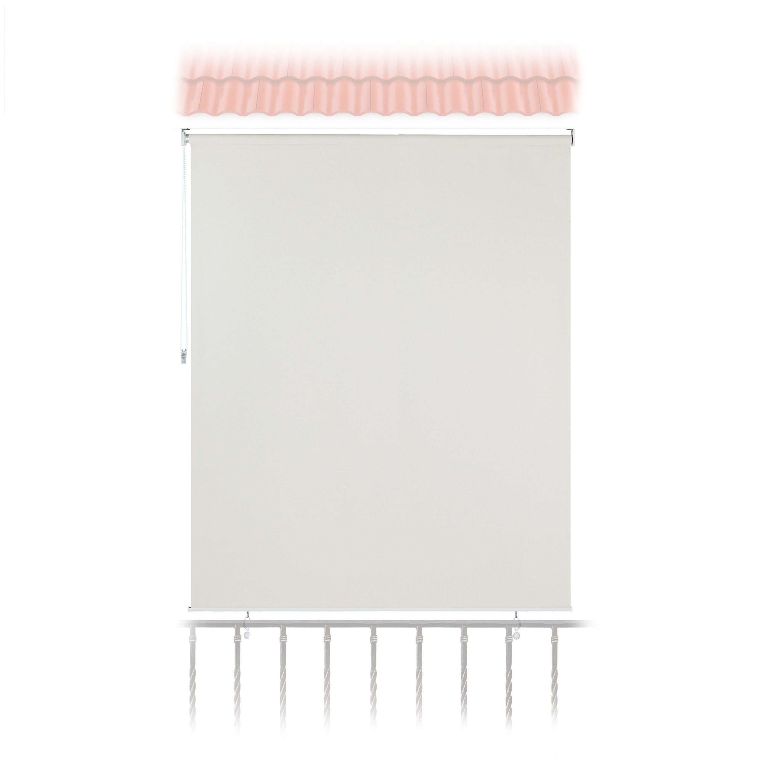 relaxdays Balkonsichtschutz Beige Senkrechtmarkise mit Seilzug günstig online kaufen