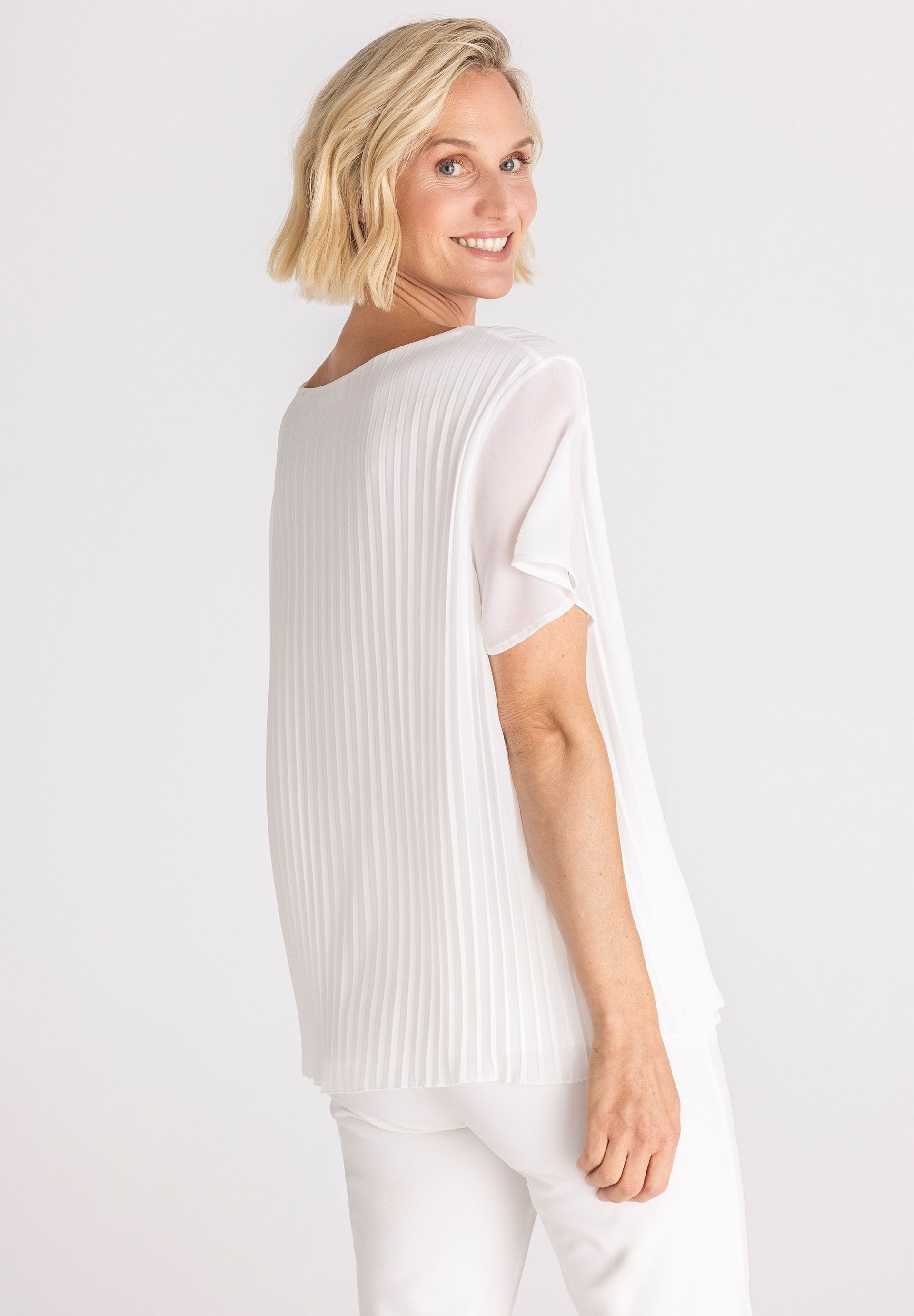 FRANK WALDER Klassische Bluse mit Plissee-Struktur